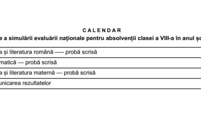 CALENDAR SIMULARE EN VIII 2026